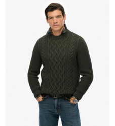 Superdrytil mænd. M6110697A Jacob Cable grøn trøje (XL), Casual, Akryl