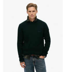 Superdrytil mænd. M6110689A Mørkegrøn pullover i uldblanding (XL), Casual, Bomuld