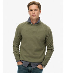 Superdrytil mænd. M6110689A Grøn pullover i uldblanding (S), Casual, Bomuld, Lange ærmer