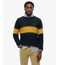 Superdrytil mænd. M6110710A Jersey Cotton Stripe Cable marineblå (S), Casual, Bomuld