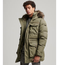 Superdrytil mænd. M5011744A Parka i syntetisk pels Chinook-grøn (L), Casual, Polyester