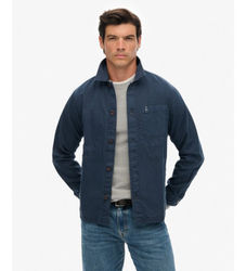 Superdrytil mænd. M4011014A Merchant Lauren marineblå overshirt (M), Casual, Bomuld, Lange ærmer