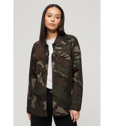 Superdrytil kvinder. W4010424A Grøn militær overtrøje (S), Casual, Camouflage, Bomuld, Lange ærmer