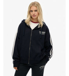 Superdrytil kvinder. W2012425A Athletic Essentials Relaxed Zip navy sweatshirt (S), Casual, Bomuld, Blå
