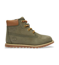 Timberlandtil drenge. TB1A1VOSA581 Pokey Pine grønne ankelstøvler i læder (23), Fast, Lynlås, Casual, børnetøj