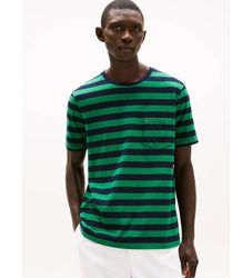 Tommy Hilfigertil mænd. MW0MW37283 T-shirt med grøn påsat lomme (S), Casual, Bomuld, Korte ærmer