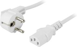 Maadoitettu laitekaapeli, kulma CEE 7/7-suora IEC 60320 C13 3m valk