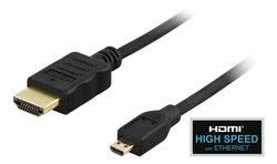 DELTACO HDMI til micro HDMI-kabel, 1 meter (HDMI-1013)