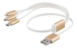 EPZI Multi-lader, USB-C, Lightning, Micro USB, USB-A, 50 cm, hvit