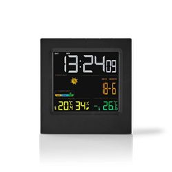 Nedis Väderstation | Inomhus & utomhus | Inklusive trådlös vädersensor | Väderprognos | Tidsdisplay | LED | Alarmklockfunktion