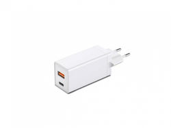 USB-C + USB-A Strömadapter 65W PD Snabbladdare, Vit