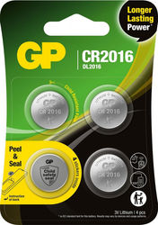 GP knapcelle litium CR2016, 4-pak