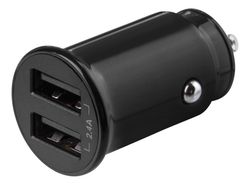 DELTACO 12/24 V USB-billaddare, dubbla USB-A portar, 2.4 A, 12 W, svar