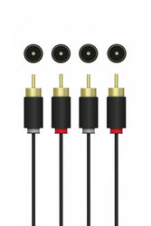 QNECT Stereo RCA-kabel, 2xRCA-han - 2xRCA-han, 3 m