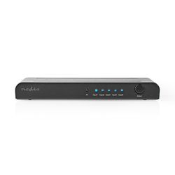 Nedis HDMI ™ Switch | 5-Port port(s) | 5x HDMI™ Input | 1x HDMI™ Output | 4K@60Hz | 18 Gbps | Fjernstyrtkontrolert | Metall | Antrasitt