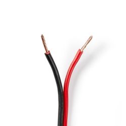 Nedis Speaker Cable | 2 x 1.50 mm² | CCA | 100 m | Rund | PVC | Rød / Sort | Pakk Inn