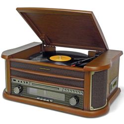 Soundmaster Musik-anläggning Vinyl CD Radio Bluetooth Retro-design NR560 Trä