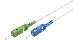 Goobay Fiberoptisk kabel (FTTH), Singlemode (OS2) White, vit (Simplex), 3 m plugg SC-APC (8°) > SC plugg (UPC), halogenfri kabelhölje (LSZH)