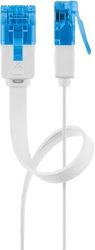 Goobay CAT 6A flat patchkabel, U/UTP, hvit kobberleder (CU), 20 m
