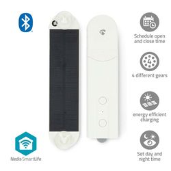 Nedis SmartLife Gardinrobot | Kabelsystem | Panelgardiner / Romerske persienner / Rullegardiner | Nettstrøm drevet / Solar Powered | 2000 mAh | Blueto