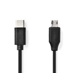 Nedis USB kaapeli | USB 2.0 | USB-C™ Uros | USB Micro-B Uros | 18 W | 480 Mbps | Niklattu | 1.00 m | Pyöreä | PVC | Musta | Label