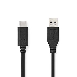 Nedis USB kaapeli | USB 3.2 Gen 2 | USB-A Uros | USB-C™ Uros | 60 W | 10 Gbps | Niklattu | 1.00 m | Pyöreä | PVC | Musta | Label