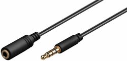 Goobay TRRS 4-pinners 3,5 mm hann til 3,5 mm hunn lydforlengelseskabel, 1,5 m