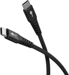 Goobay USB-C™ supermyk tekstilkabel med metallkontakter, 1 m, svart Elegant og ekstra robust tilkoblingskabel for enheter med USB-C™-port