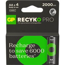 GP Batteri Recyko Pro NiMH AA HR6 2000mAh 4-Pakning