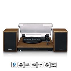 Lenco Pladespiller med Bluetooth-modtagelse og to træhøjttalere