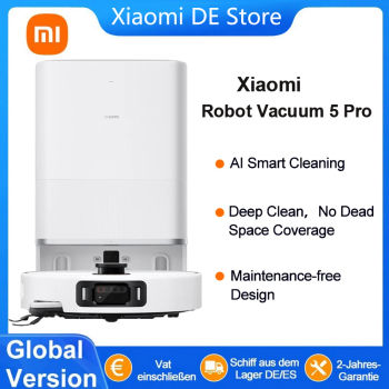 Versión Global Xiaomi Robot Vacuum 5 Pro EU (X20 + Versión Mejorada) Robot Aspirador Inteligente con IA, Videovigilancia y Eliminación de Suciedad, Electrodoméstico para el Hogar, XIAOMI MIJIA 5 Pro