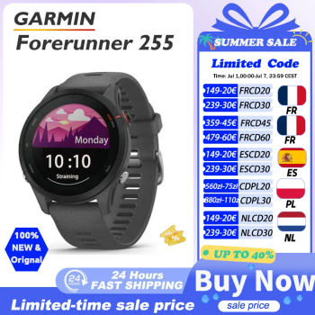 Garmin Forerunner 255 Sports Smartwatch 46mm 1.3'' Pantalla a color 14 días Vida de la batería 4GB RAM NFC Bluetooth Wifi 5ATM Impermeable