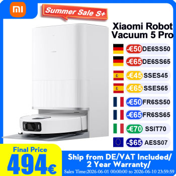 Versión Global Xiaomi Robot Vacuum 5 Pro EU (Versión Actualizada X20+) Robot Aspirador Inteligente con IA, Videovigilancia y Eliminación de Suciedad, Electrodoméstico para el Hogar, Aspiradora y