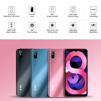 Смартфон Ken Xin Da KXD D58, Android 10, телефон с экраном 6,22 дюйма, четырехъядерный процессор MTK6739, 2 Гб ОЗУ, 32 Гб ПЗУ, 4G, двойная камера 8 Мп, 3600 мАч