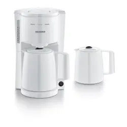 SEVERIN Filterkaffeemaschine, mit 2 Thermoskannen, Kaffeemaschine für Büro und Arbeitsplatz sorgt für langanhaltenden heißen Kaffee, Farbe: weiß