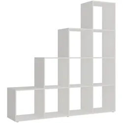 Vicco Treppenregal Aramis Weiß 138 x 143 cm 10 Fächer , Weiß, Weiß , Holzwerkstoff , Rechteckig , 138x143x29 cm , Wohnzimmer, Raumteiler & Paravents, Raumteiler