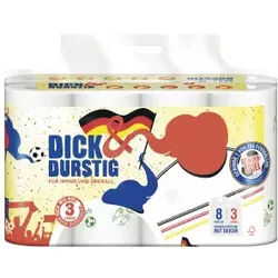 Dick & Durstig Küchenrolle, Besonders weiche Küchenrollen, 1 Packung = 8 Rollen à 45 Blatt