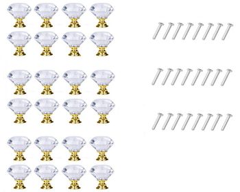 INF Diamantformede knotter i glass Transparent / Gull 8 stk 24 Pack