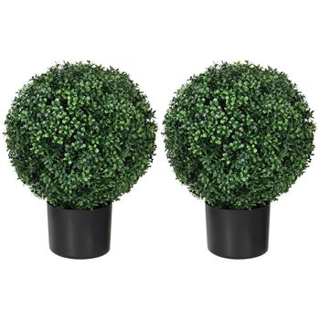 Kunstige planter, sett med 2 UV-bestandige kunstige planter i blomsterpotte, 52 cm bokstrær, stueplante for hage, stue, grønn