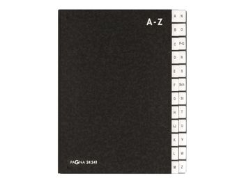 Pagna - Klassifikasjonsmappe - 24 rom - 24 deler - fortrykt: A-Z - med fliker - svart