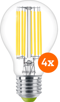 Philips LED Filament lamp - 4W - E27 - warm wit licht 4-pack