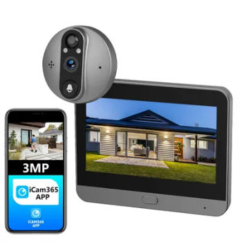 Talk bidirectionnel intelligent 3MP WiFi batterie sonnette de porte magique oeil de chat judas caméra PIR FHD visionneuse numérique sonnette 4.3 pouces moniteur