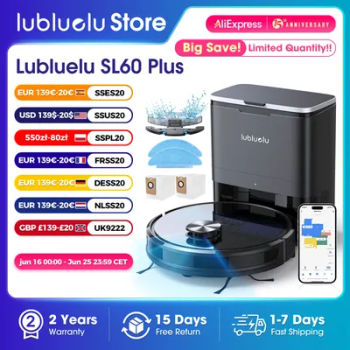 Lubluelu Robot aspirateur avec Station d'aspiration et fonction d'essuyage Robot aspirateur 4000Pa avec bac à poussière pour poils d'animaux