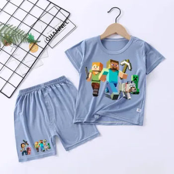 Mineur artisanat Pixel enfants t-shirt hauts costume mignon Anime vêtements de nuit vêtements pantalons nuisette pyjamas courts enfants cadeaux d'anniversaire