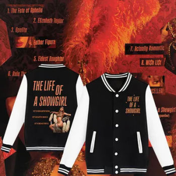 2025 TS New Album the Life of a Showgirl Baseball Uniform Hoodie Man Woman Baseball Jacket Sweatshirt Gift