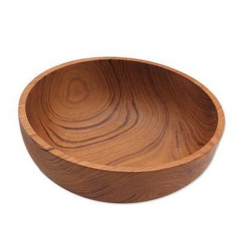Calm Lumber,'Hand Carved Teak Wood Serving Bowl from Bali'