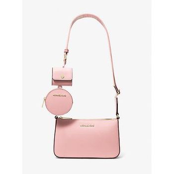 Michael Kors Jet Set Saffiano Leather Crossbody Bag with Case for Apple Airpods Pro Pink One Size
