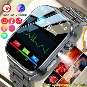 Nouveau acide urique lipides sanguins AI-GPT ECG Smartwatch Micro examen physique analyse du corps hommes BT appel lampe de poche LED Smartwatch