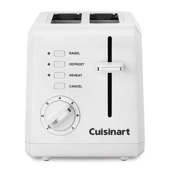 Cuisinart CPT-122WH 2 Slice Toaster w/ 1 1/2" Slots - 3 Controls & 7 Setting Dial, White/Stainless, 120 V