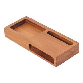 'Hand-Carved Reclaimed Teakwood Phone Speaker and Compartment'